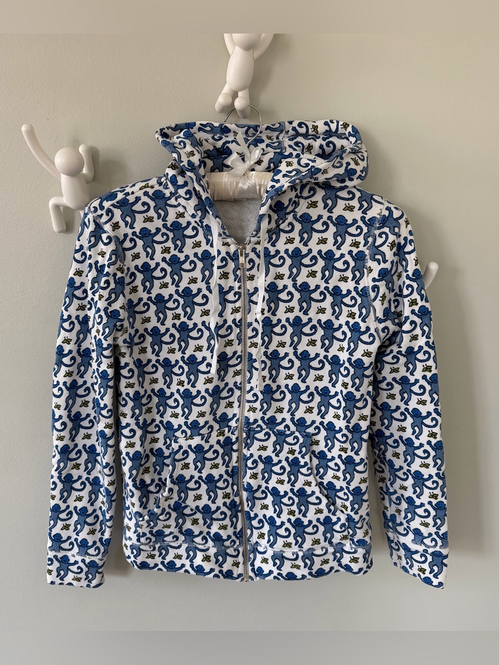 Roller Rabbit blue monkey Zip front Sweatshirt